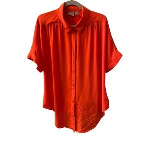 Chico’s Orange Tie Front Blouse Size XL